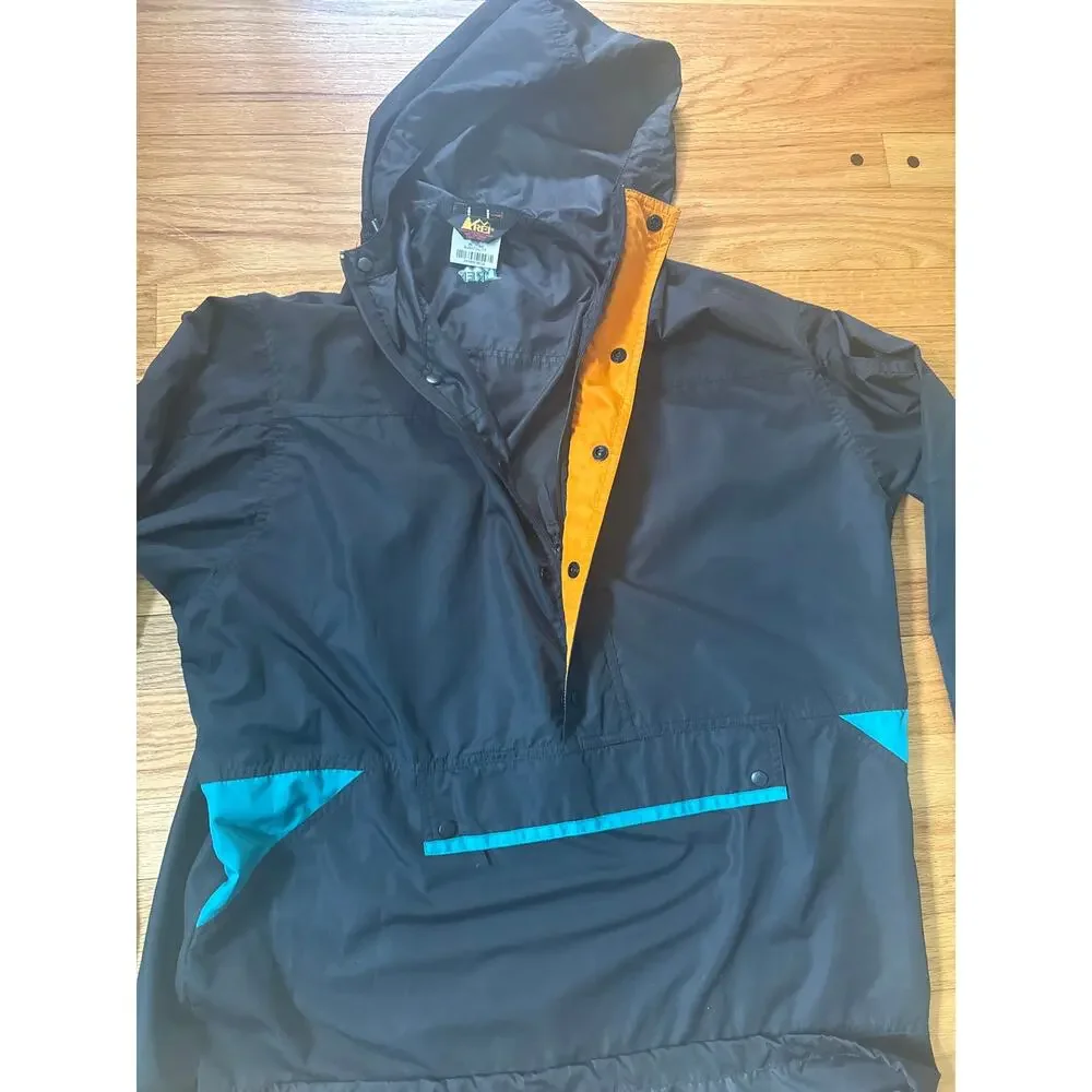 Vtg REI Men's Nylon Anorak Rain Windbreaker Jacket 1/2 Zip Oversized Sz Large